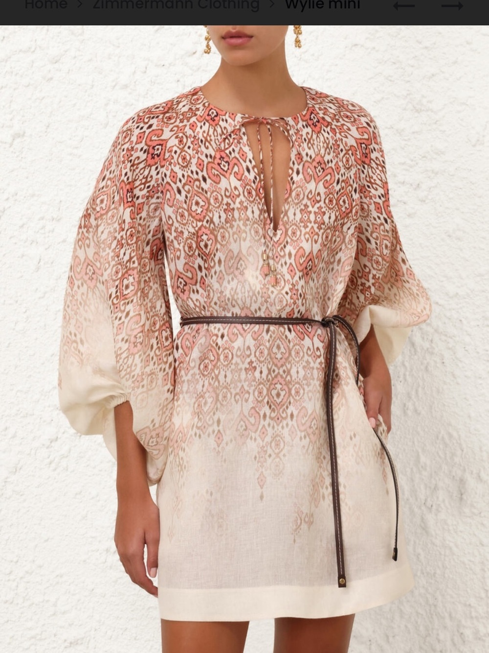 NWT ZIMMERMANN WYLIE MINI DRESS.